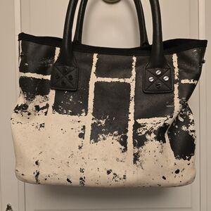 L.A.M.B. Black and Cream Artistic Tote